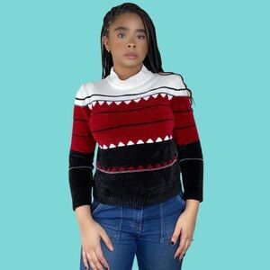 Alfred Dunner | Woman’s Red/Black/Cream sweater with shoulder pads | Sz 1XL